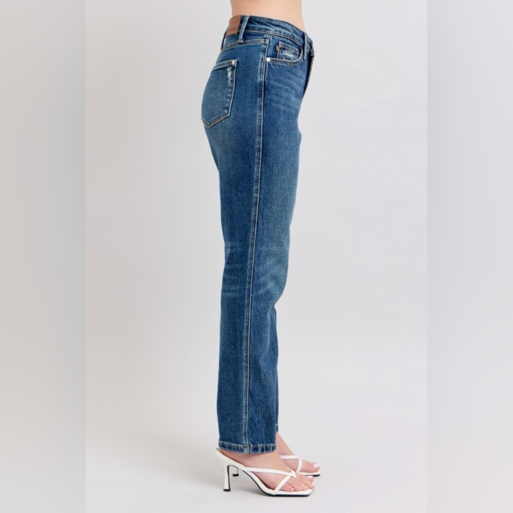 Judy Blue Rigid Magic High-Rise Tummy Jeans Straight Leg Relaxed Fit Denim Pants - Picture 10 of 14